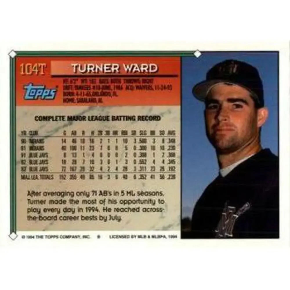 1994 Topps Traded Turner Ward 104T Milwaukee Brewers
